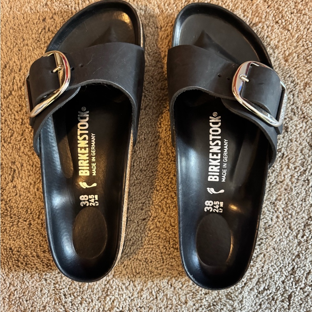 Birkenstock Black Sandals with Silver Buckle